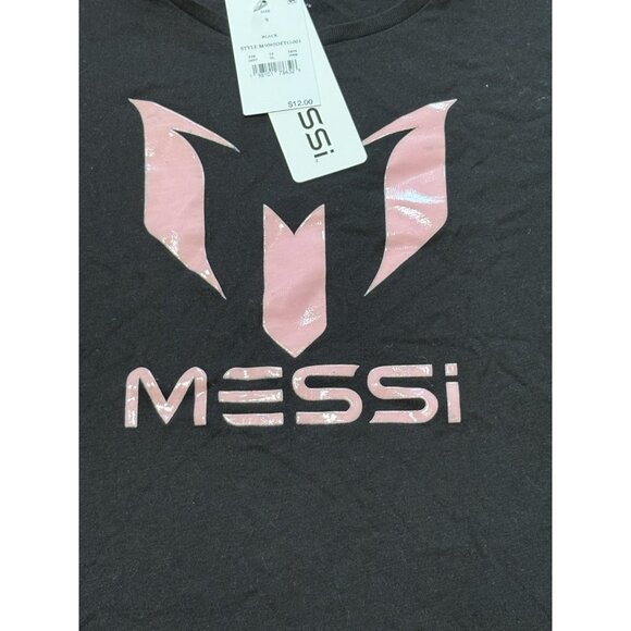 Lionel Messi Collection Girl's Soccer T-Shirt S Black Pink Logo - Picture 2 of 6